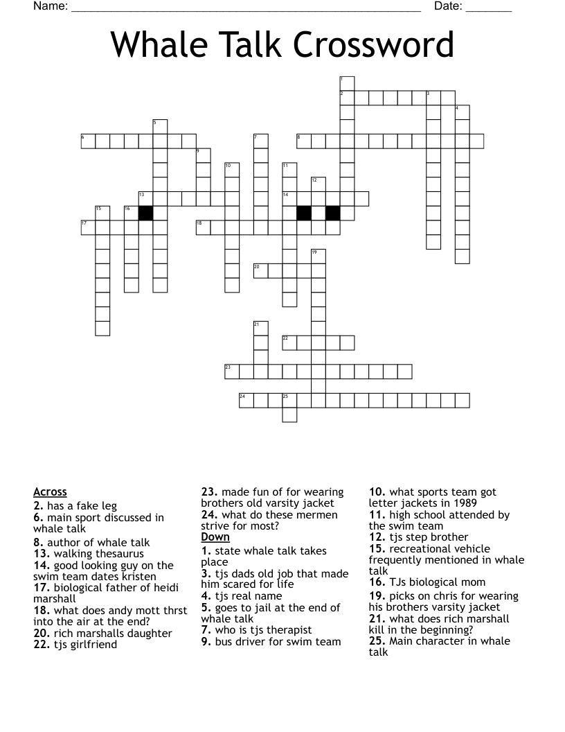 Whale Talk Crossword WordMint