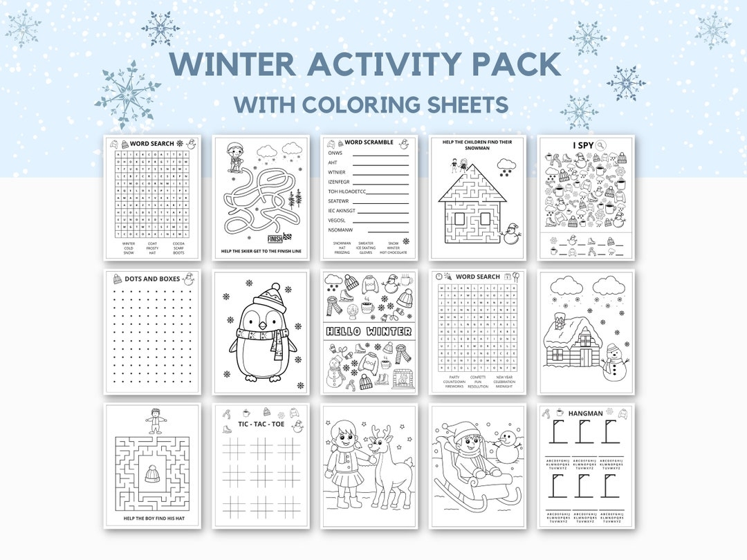 Winter Activity Printable Winter Games Winter Printable Winter Coloring Pages Winter Fun Activities Word Search I Spy Printable Etsy