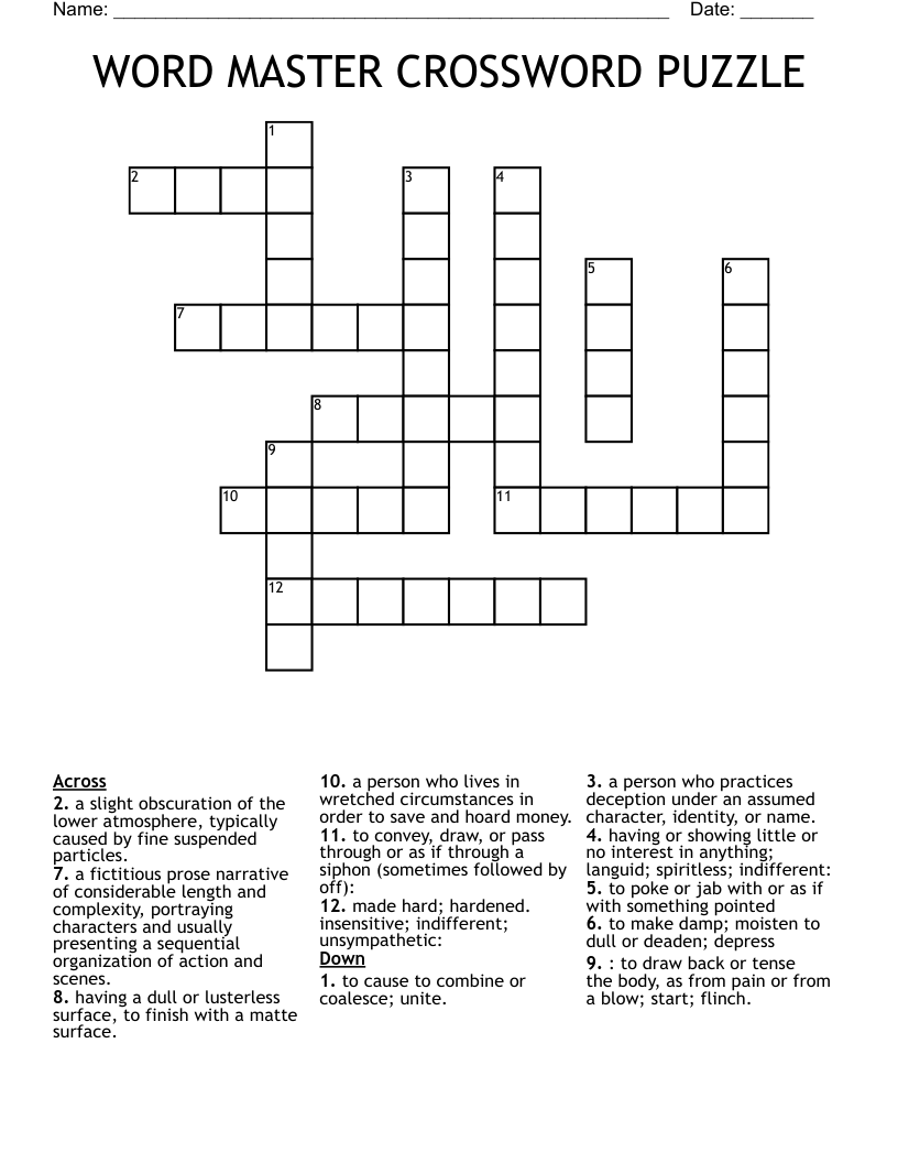 WORD MASTER CROSSWORD PUZZLE WordMint