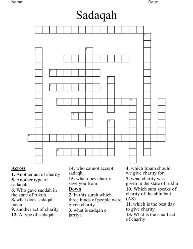 Zakat Sadaqah And Khums Keywords Word Search WordMint