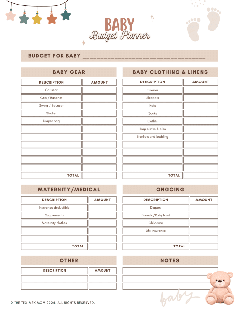 Budgeting For Baby FREE Budget Worksheet Printable The Tex Mex Mom