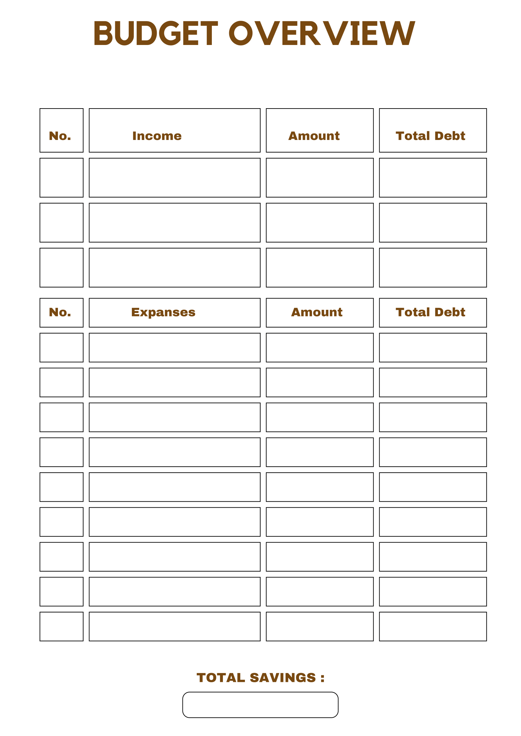 free printable budgeting forms