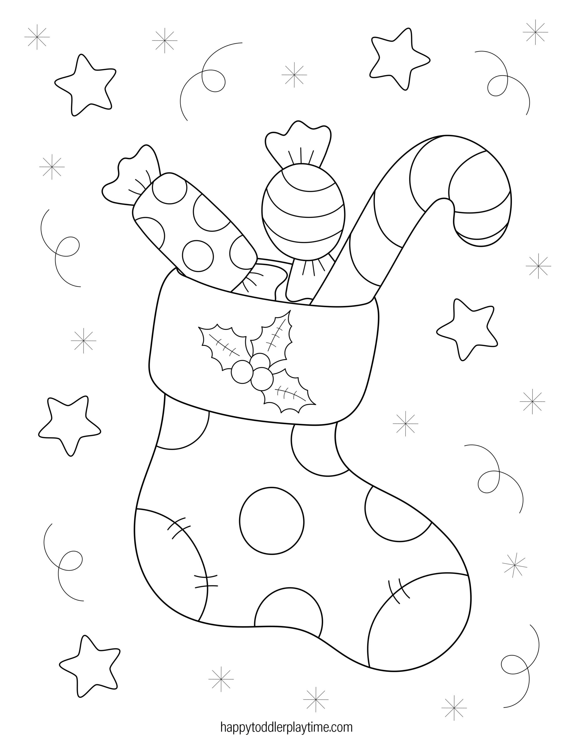 Free Printable Christmas Stocking Coloring Pages Happy Toddler Playtime