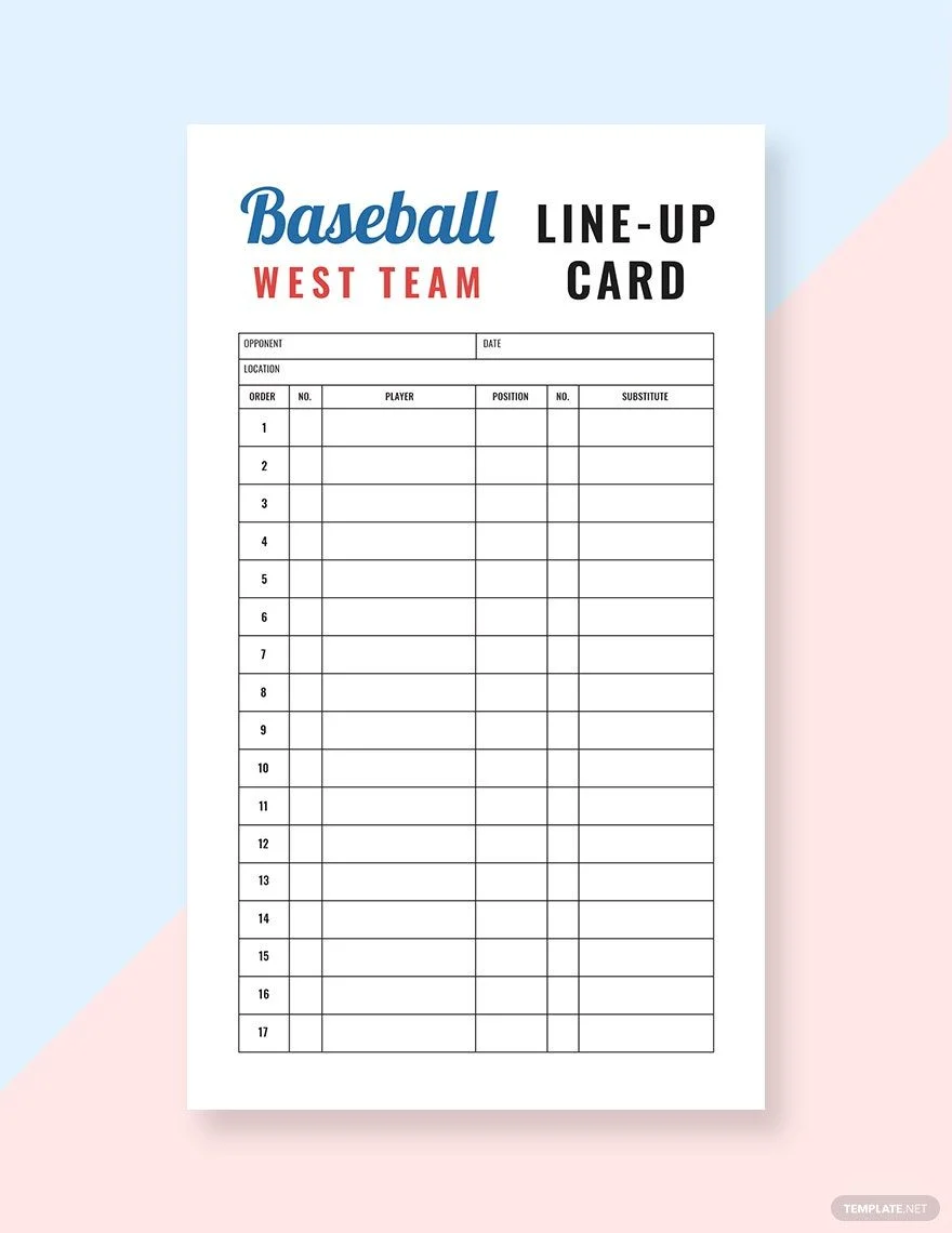 baseball lineup template baseball lineup template