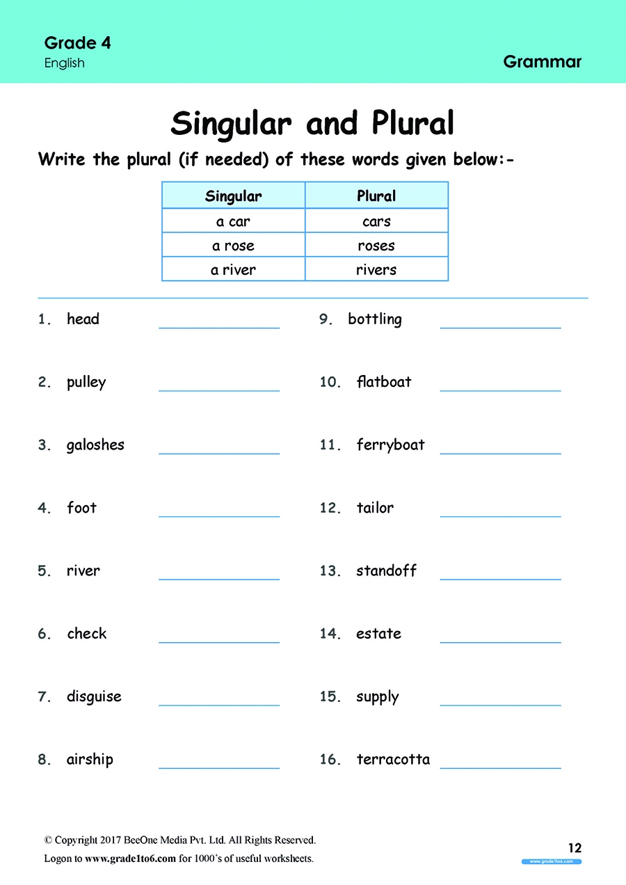 12 worksheets grammar singular plural grade 4 four pdf 12 jpg