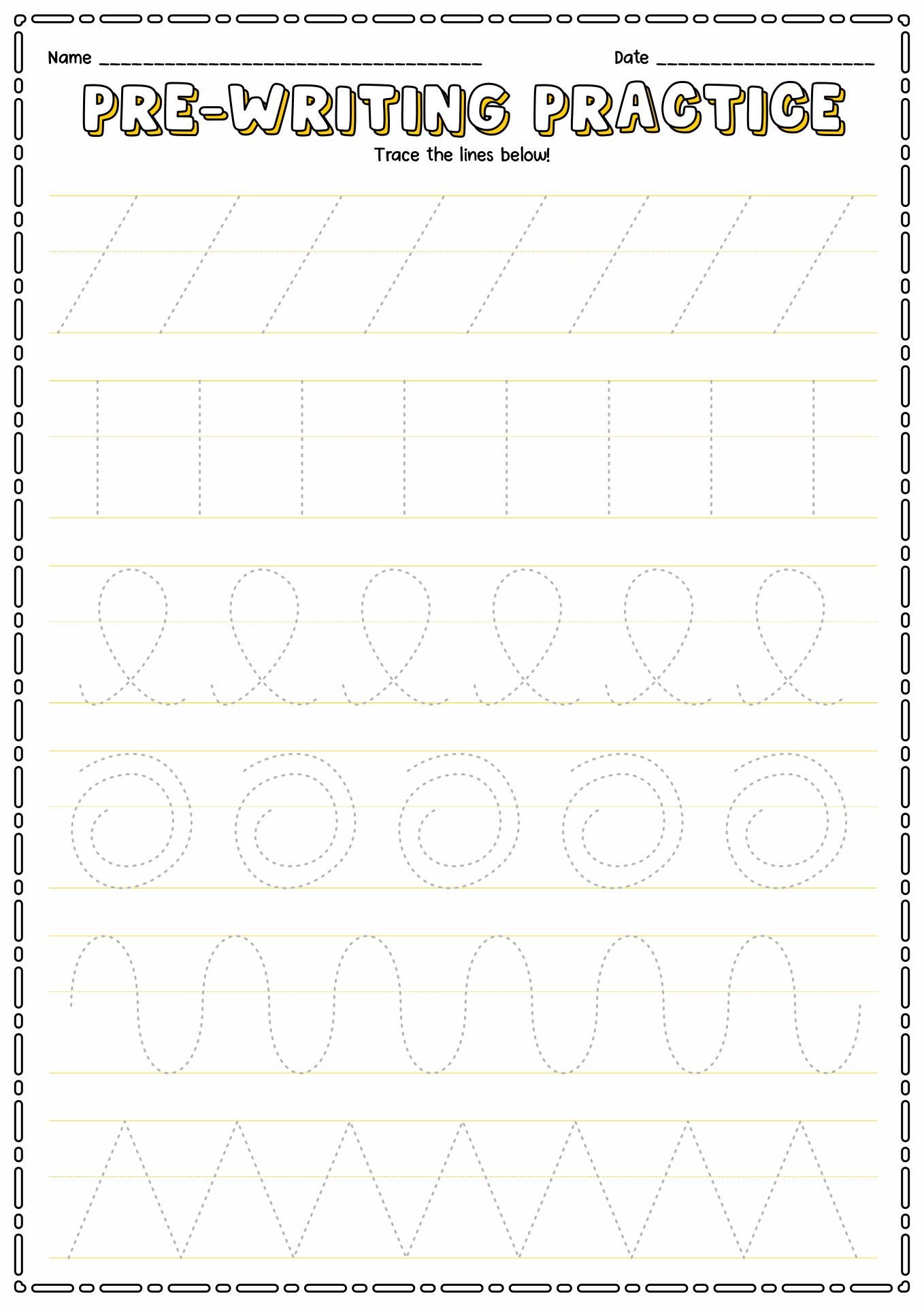 kindergarten handwriting practice sheets
