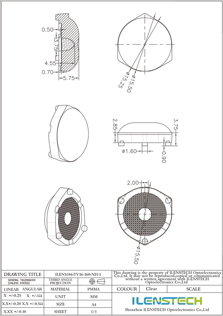 160 Degree LED Lens For TV Backlight ILENS146 TV16 160 NH 1