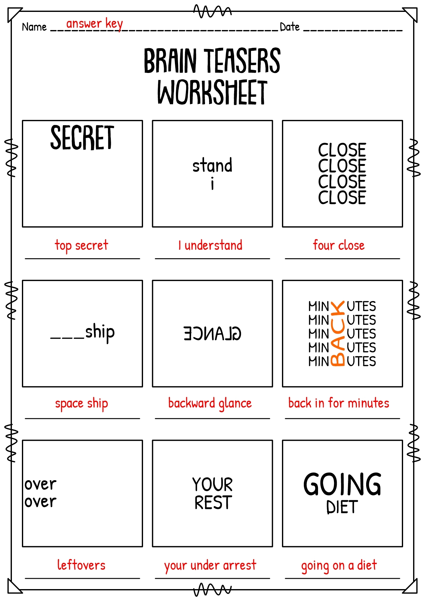 brain teaser activity worksheets