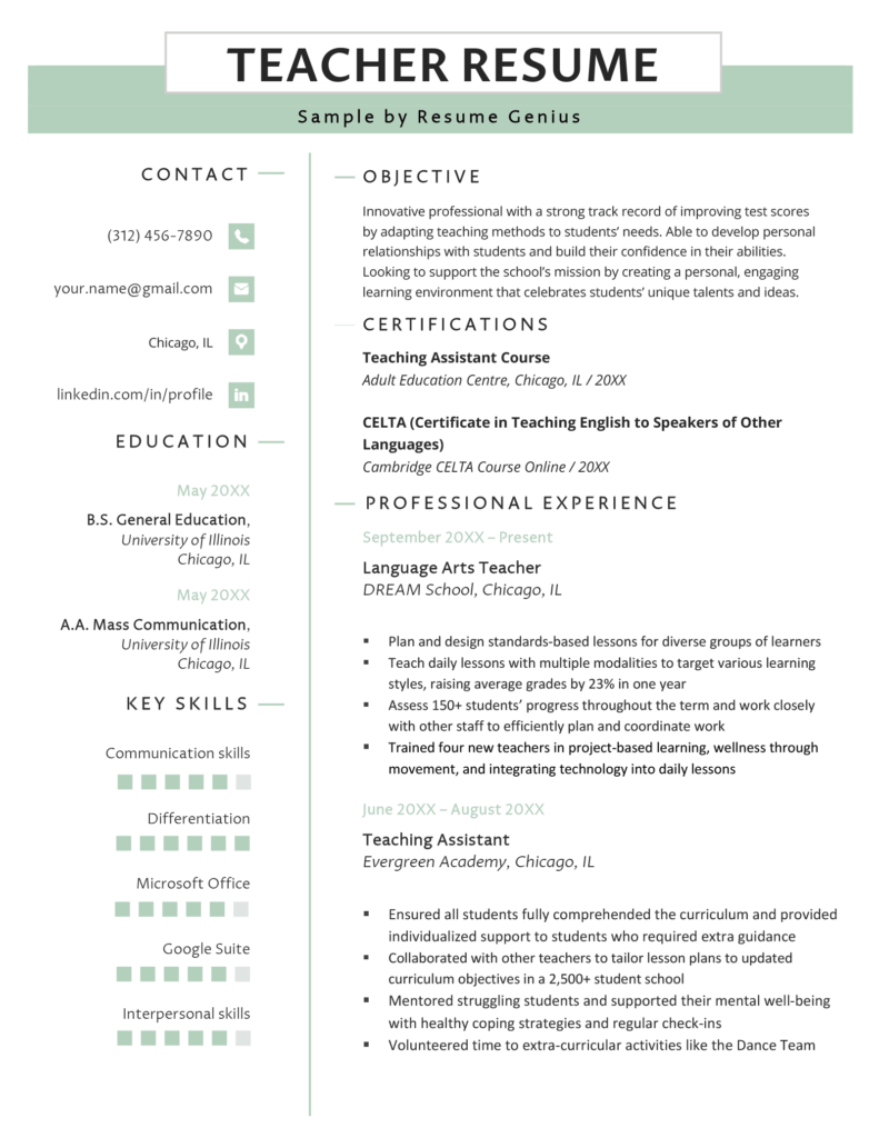 19 Teacher Resume Examples Text Templates For 2026