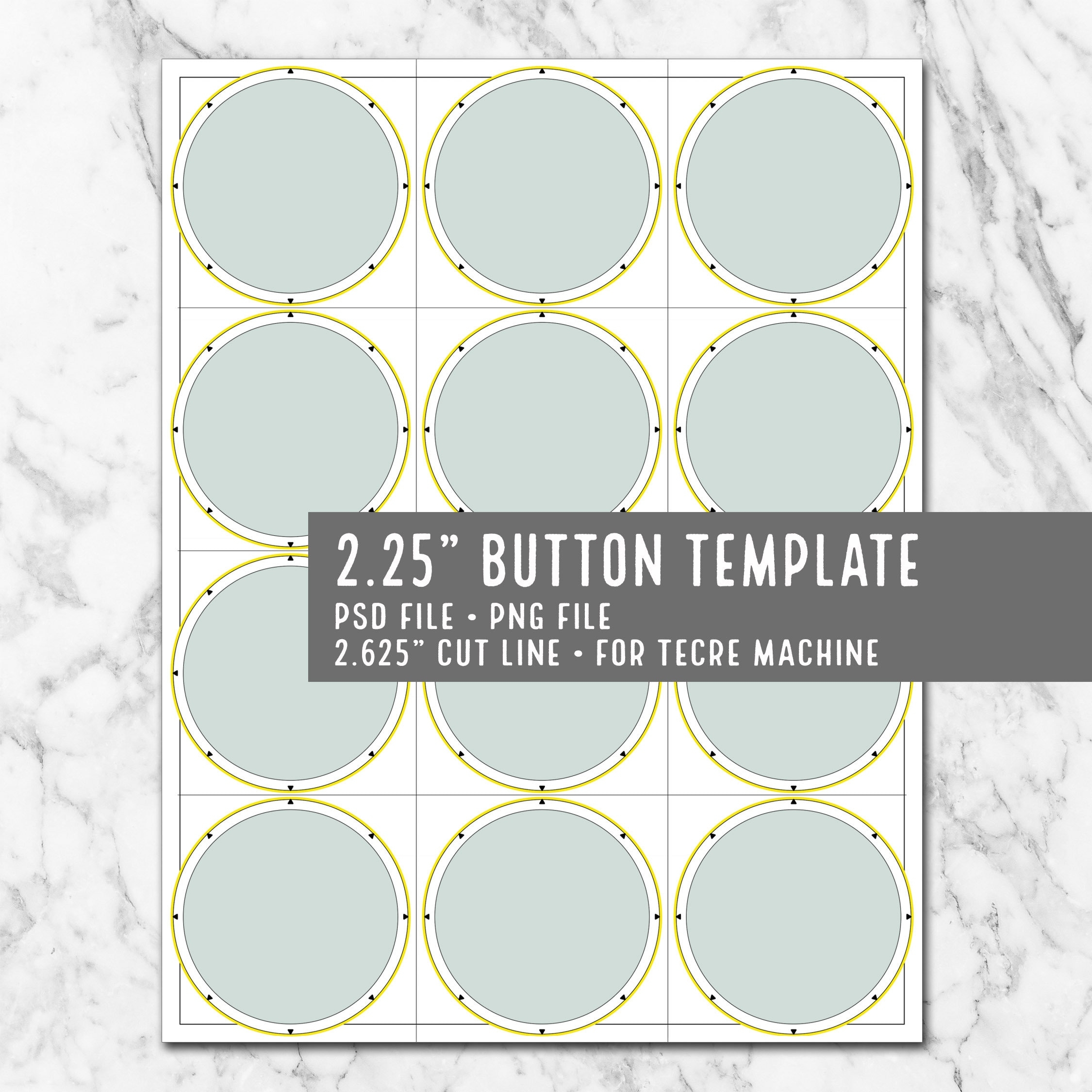 2 25 Button Photoshop Template 2 625 Cut Line For Tecre Machines Etsy