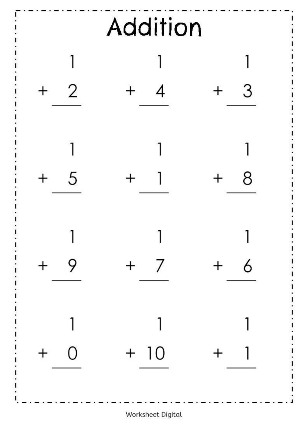 20 Printable Addition Worksheets Numbers 1 10 For Preschool Kindergarten 1st Grade Homeschool Math Etsy 20 Printable Addition Worksheets Numbers 1 10 For Preschool Kindergarten 1st Grade Homeschool Math Etsy