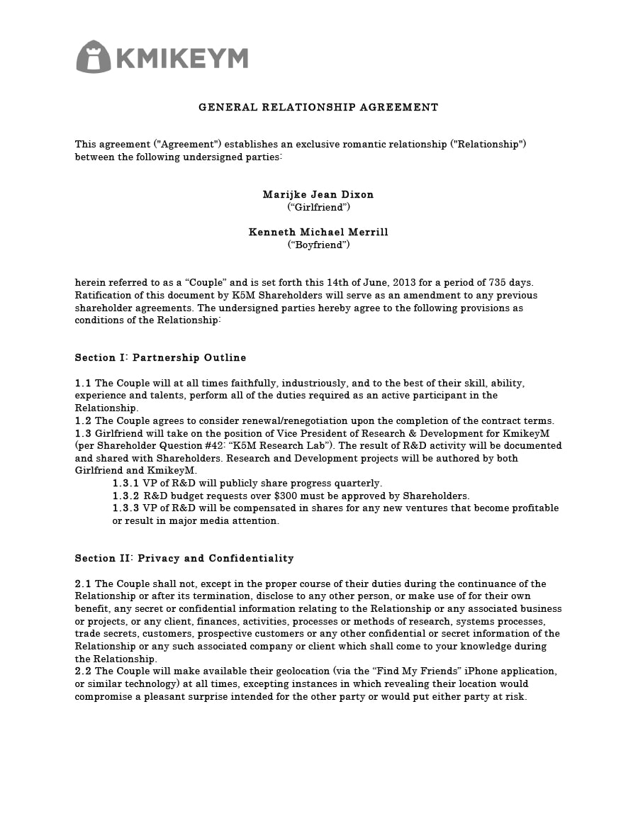 20 Relationship Contract Templates Relationship Agreements