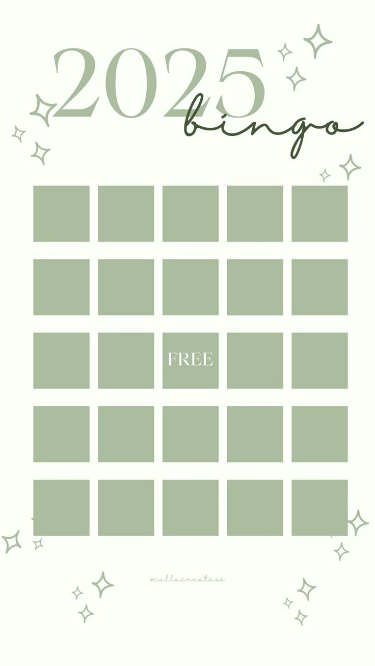 2025 Bingo Blank Template