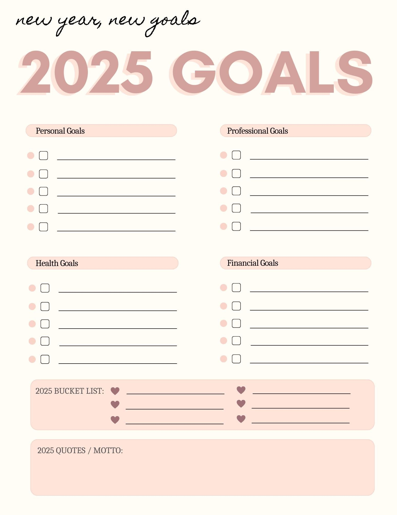 2025 goals template