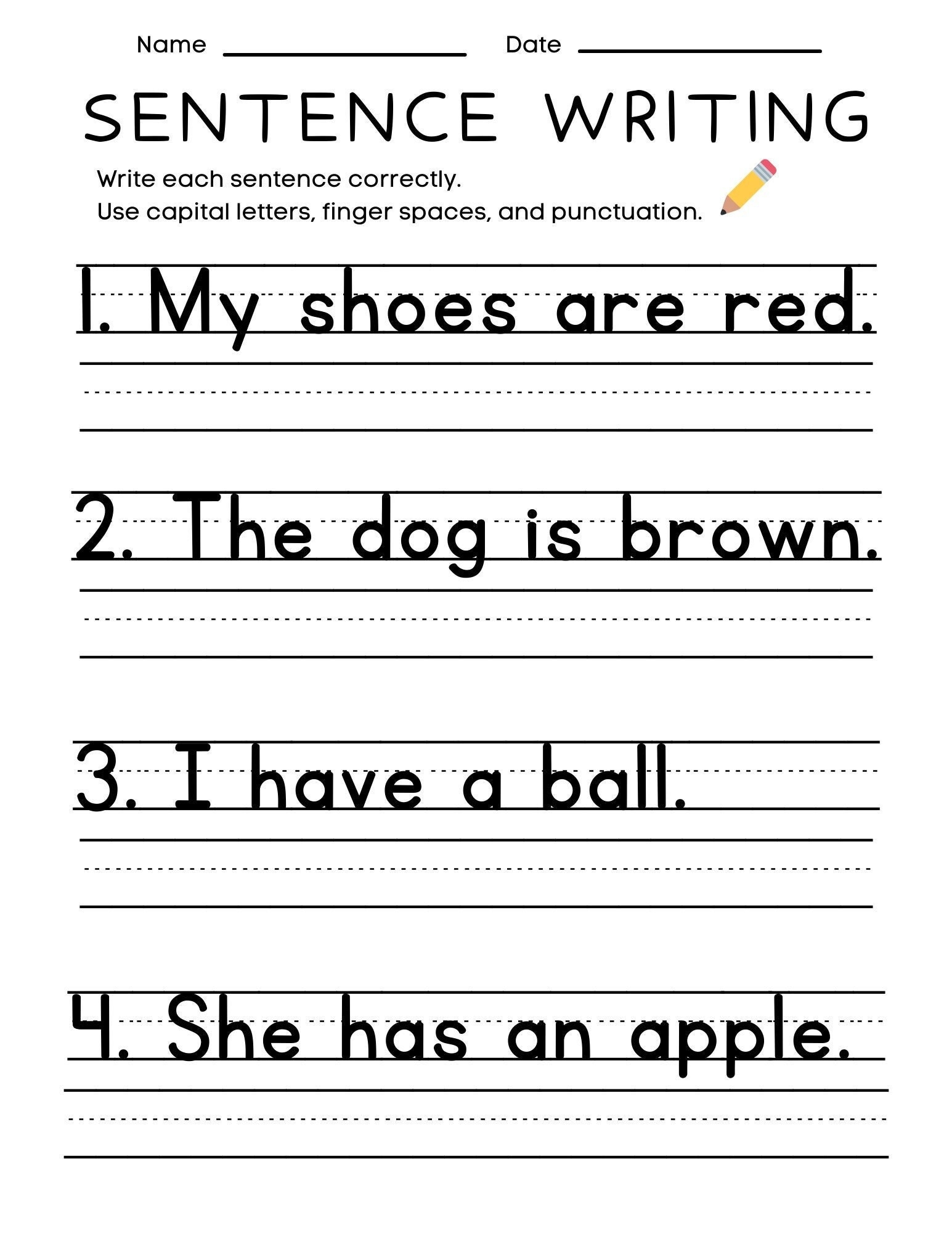 25 Printable Sentence Writing Worksheets Write The Sentence Worksheets Practice Writing Activity 1st 3rd Grade ELA Worksheets Etsy Sweden
