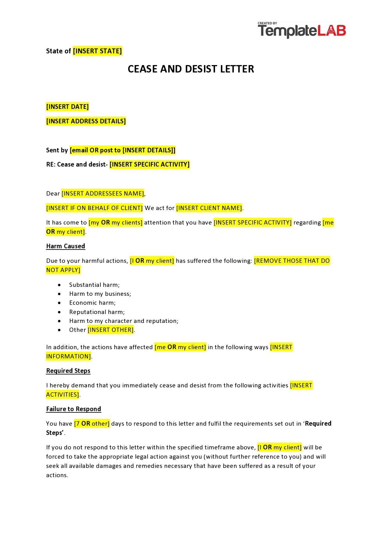 30 Cease And Desist Letter Templates FREE TemplateLab 30 Cease And Desist Letter Templates FREE TemplateLab