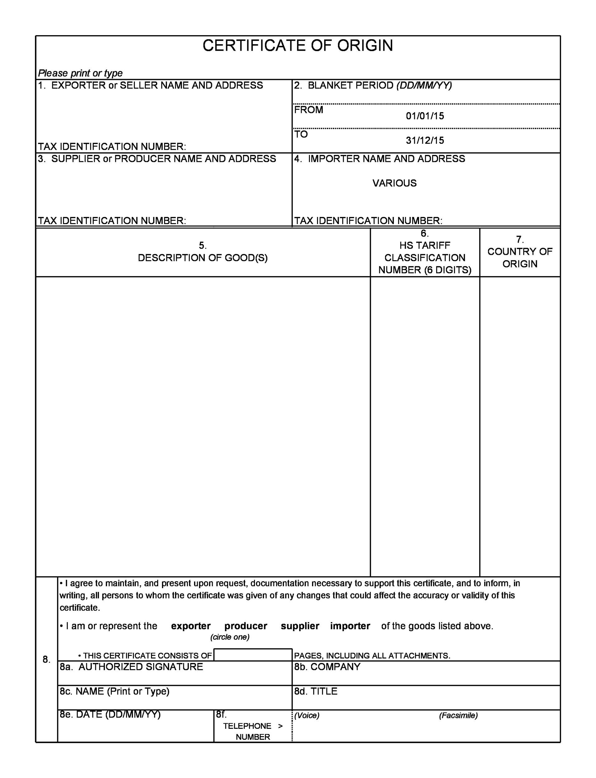 30 Printable Certificate Of Origin Templates 100 Free TemplateLab