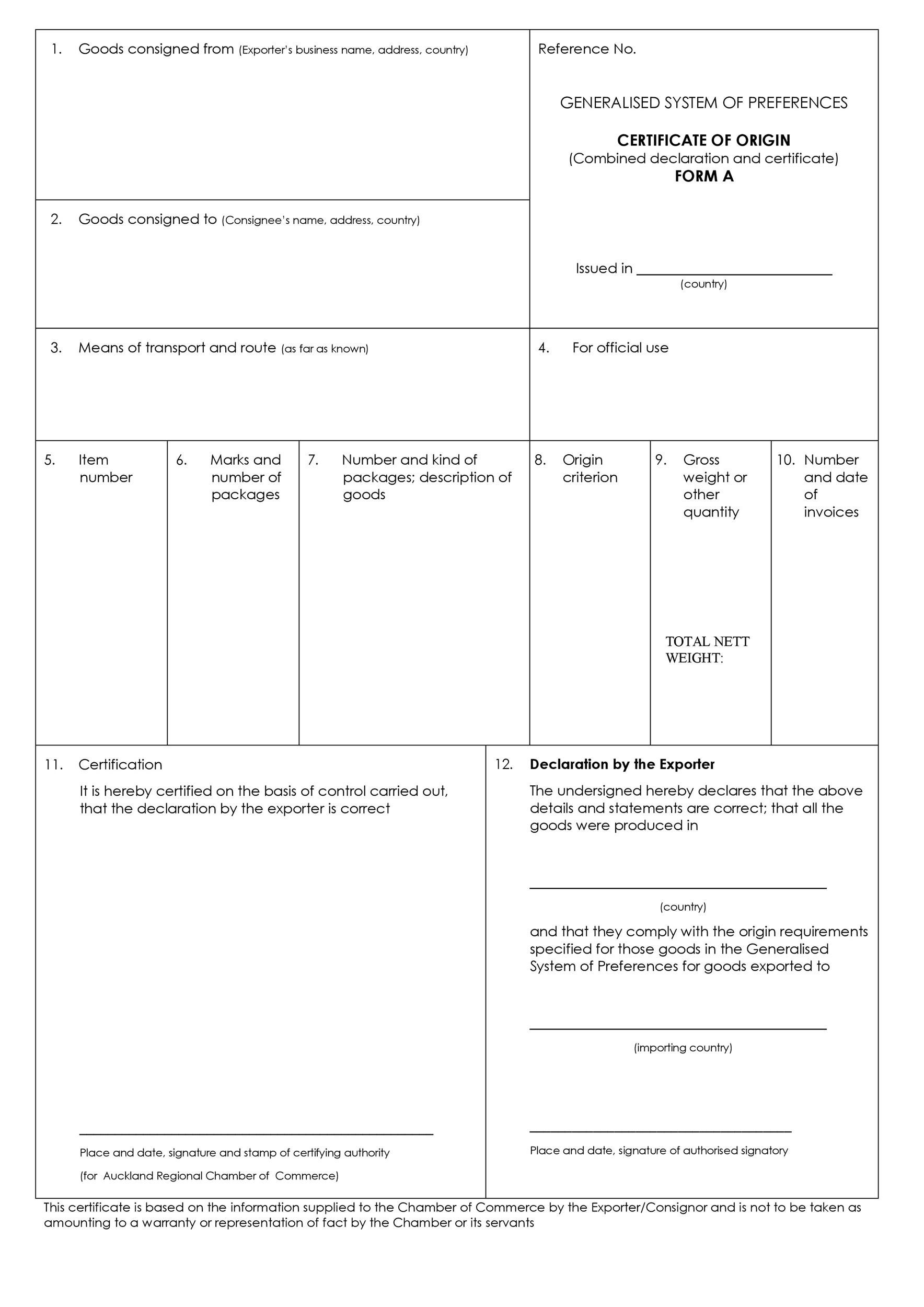 30 Printable Certificate Of Origin Templates 100 Free TemplateLab