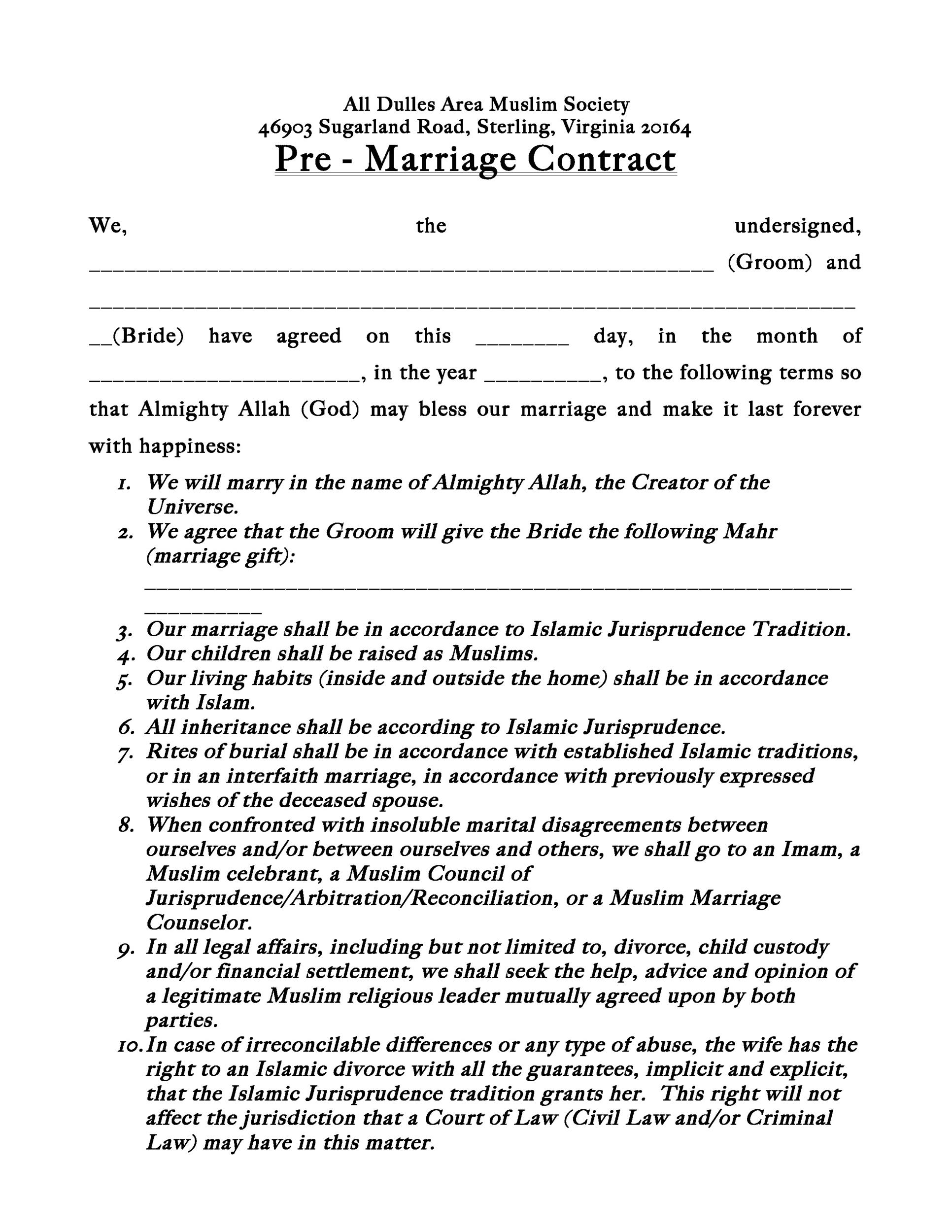 33 Marriage Contract Templates Standart Islamic Jewish TemplateLab 33 Marriage Contract Templates Standart Islamic Jewish TemplateLab