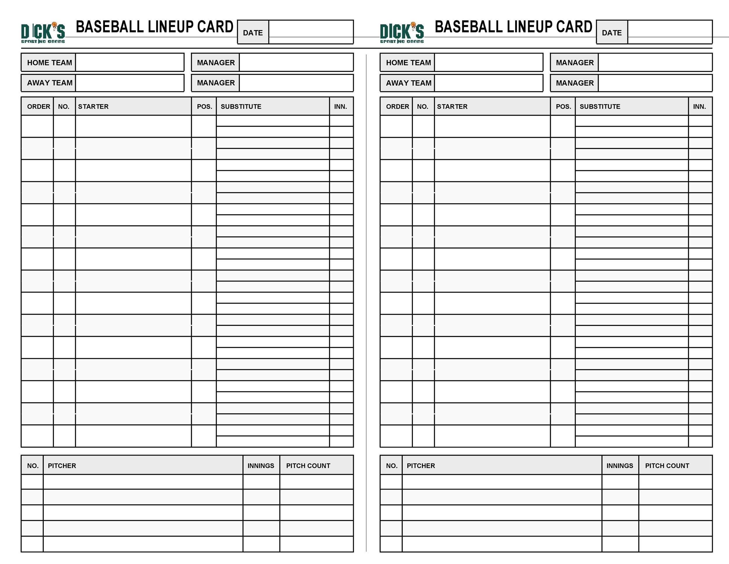 baseball game lineup template baseball game lineup template