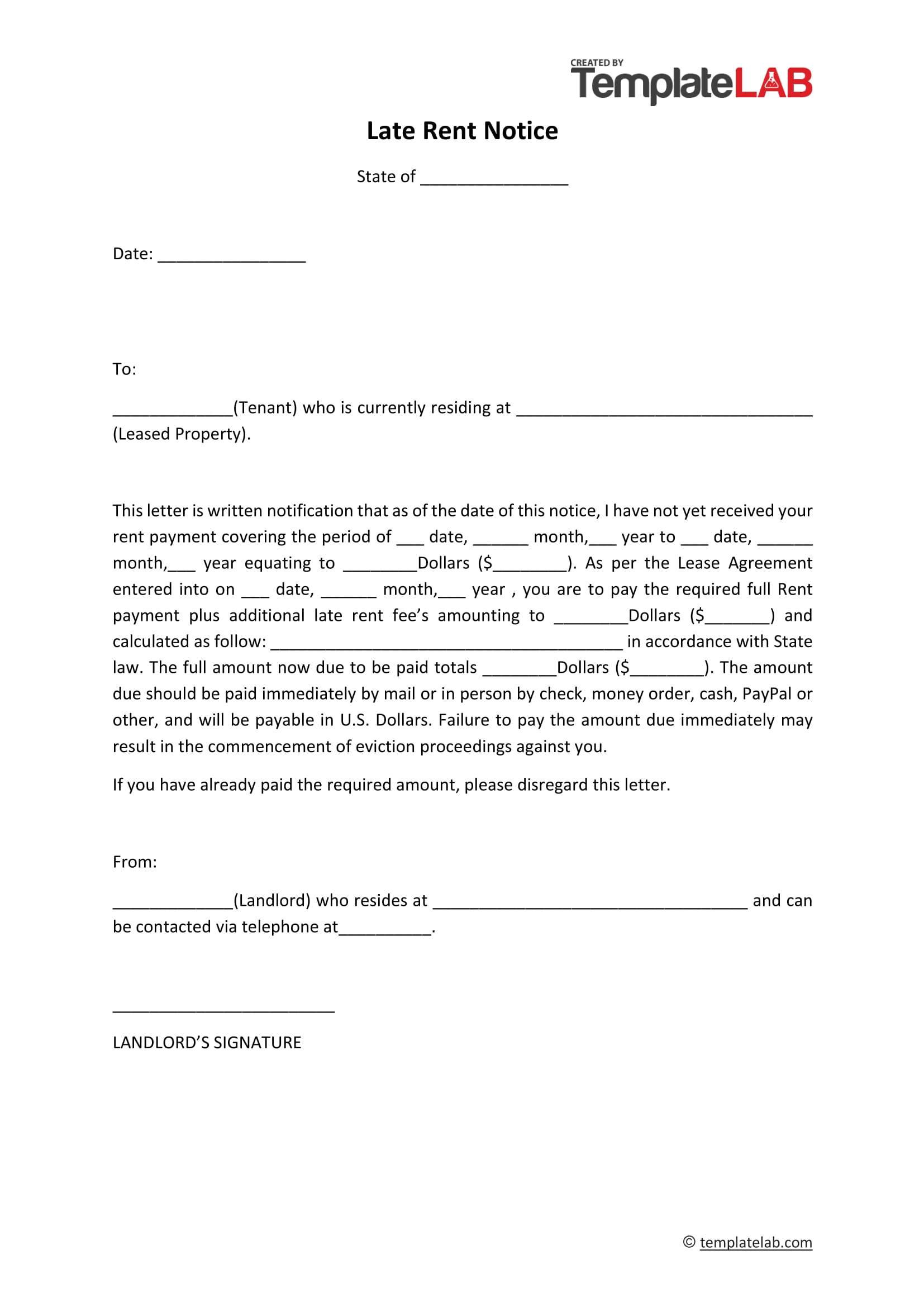 34 Printable Late Rent Notice Templates TemplateLab 34 Printable Late Rent Notice Templates TemplateLab