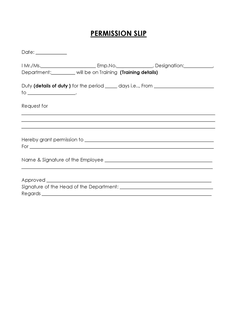 35 Free Permission Slip Templates Examples Word PDF