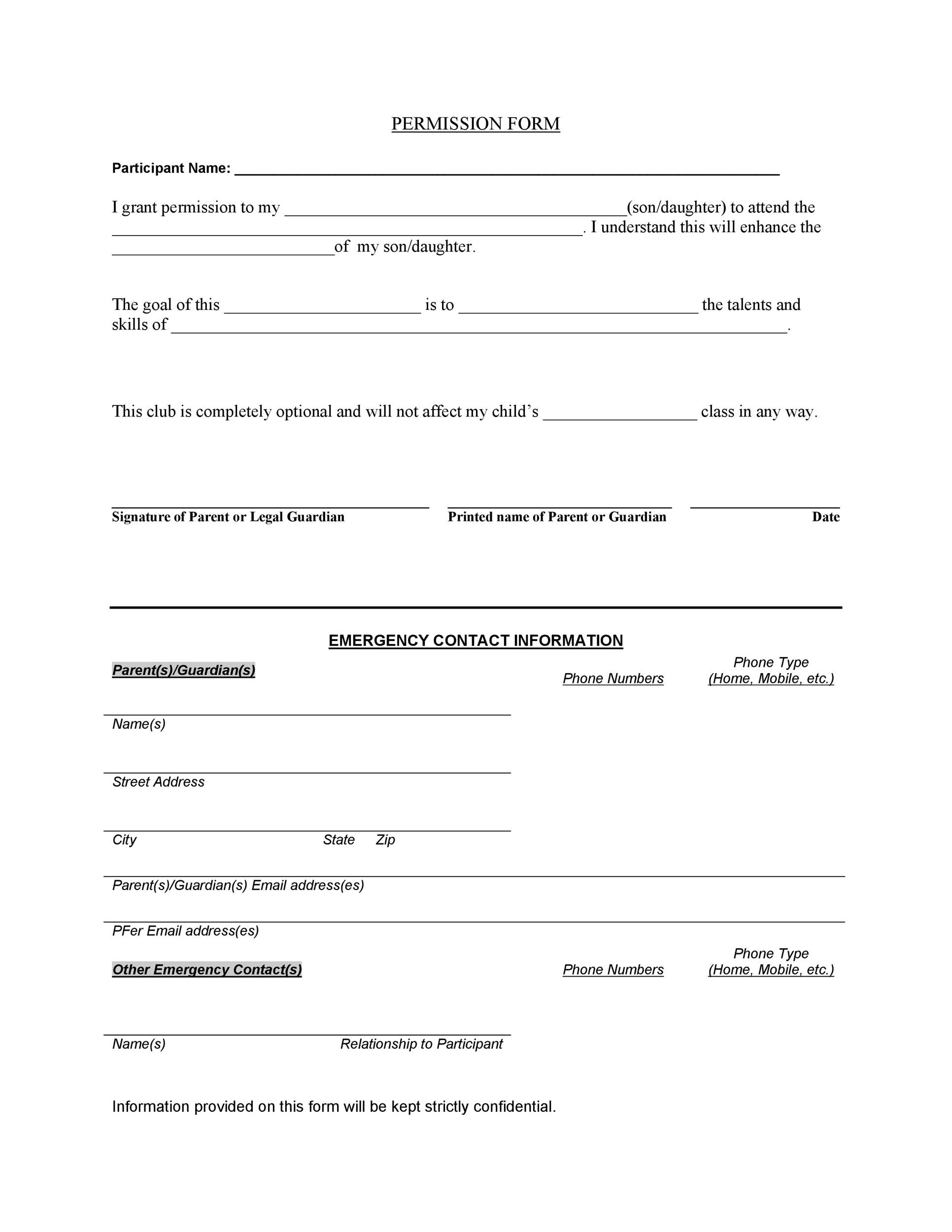 35 Permission Slip Templates Field Trip Forms