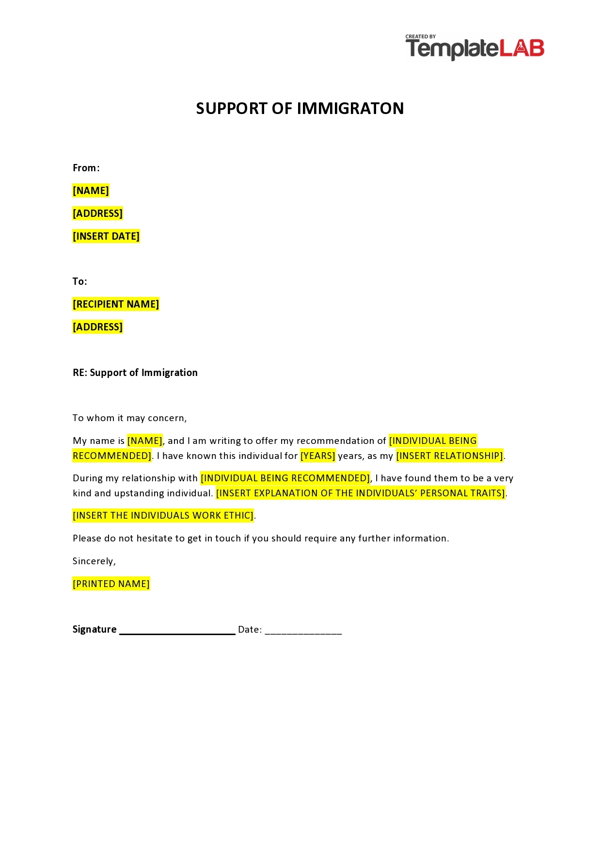 36 Free Immigration Letters Character Reference Letters For Immigration