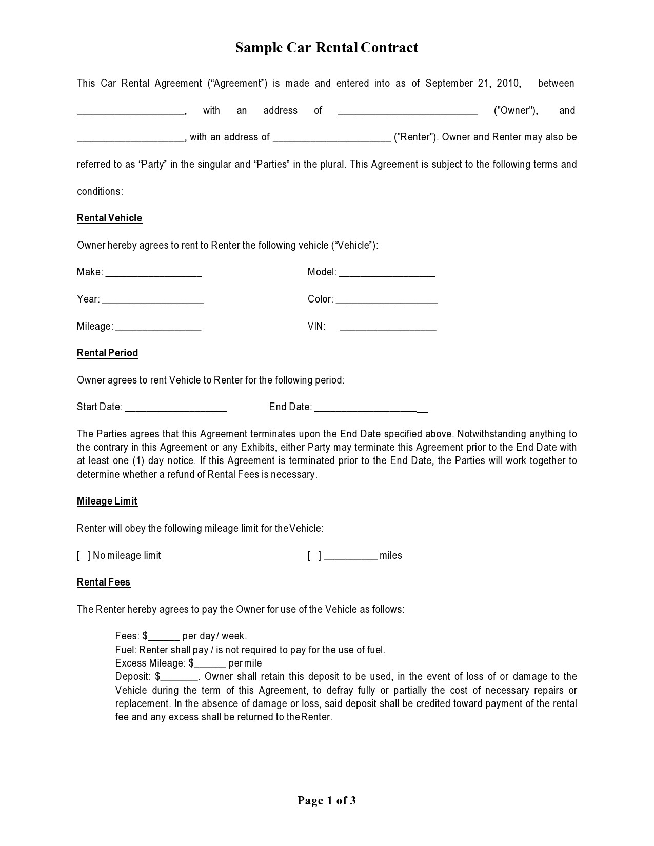 38 Free Car Rental Agreements Forms TemplateLab 38 Free Car Rental Agreements Forms TemplateLab
