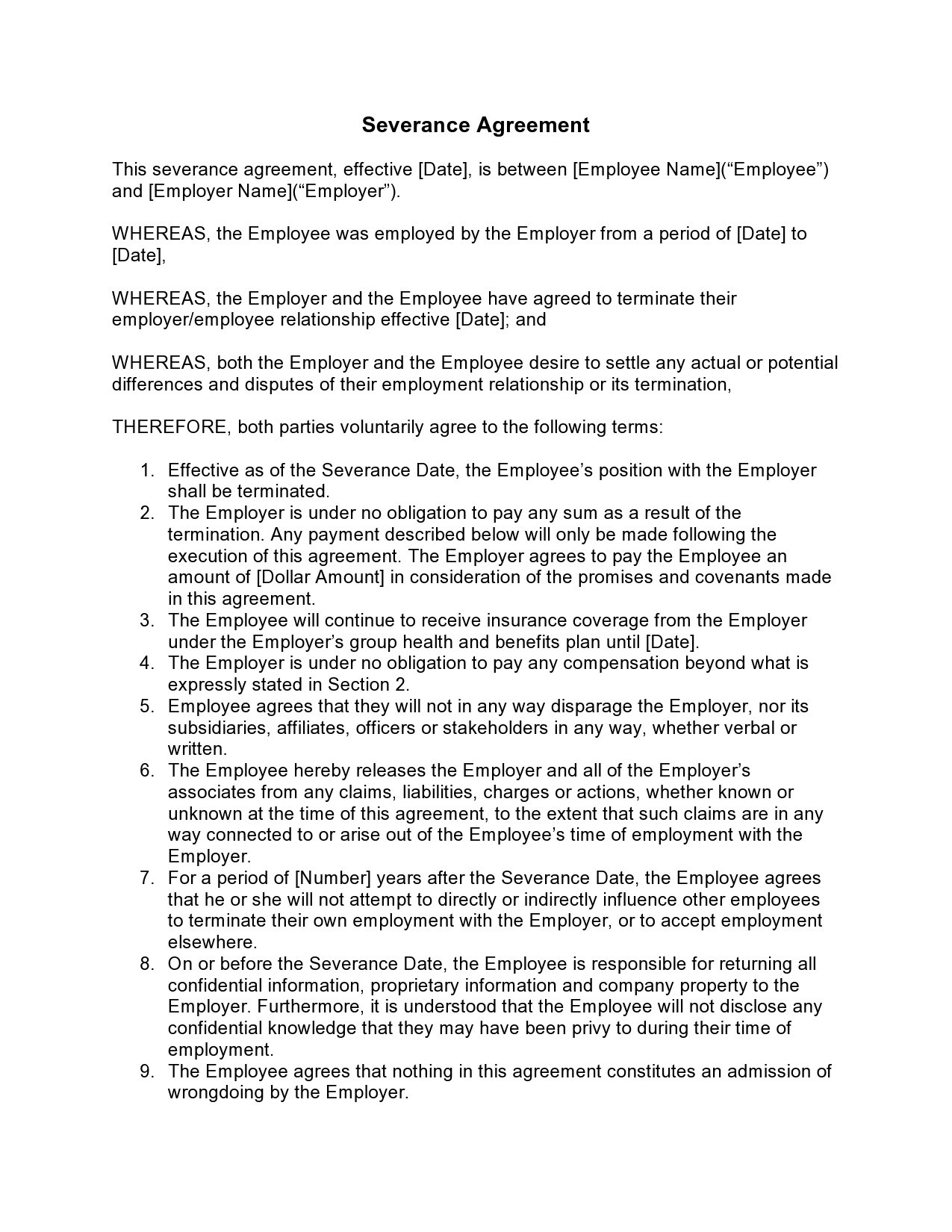 39 Best Severance Agreement Templates Examples 39 Best Severance Agreement Templates Examples