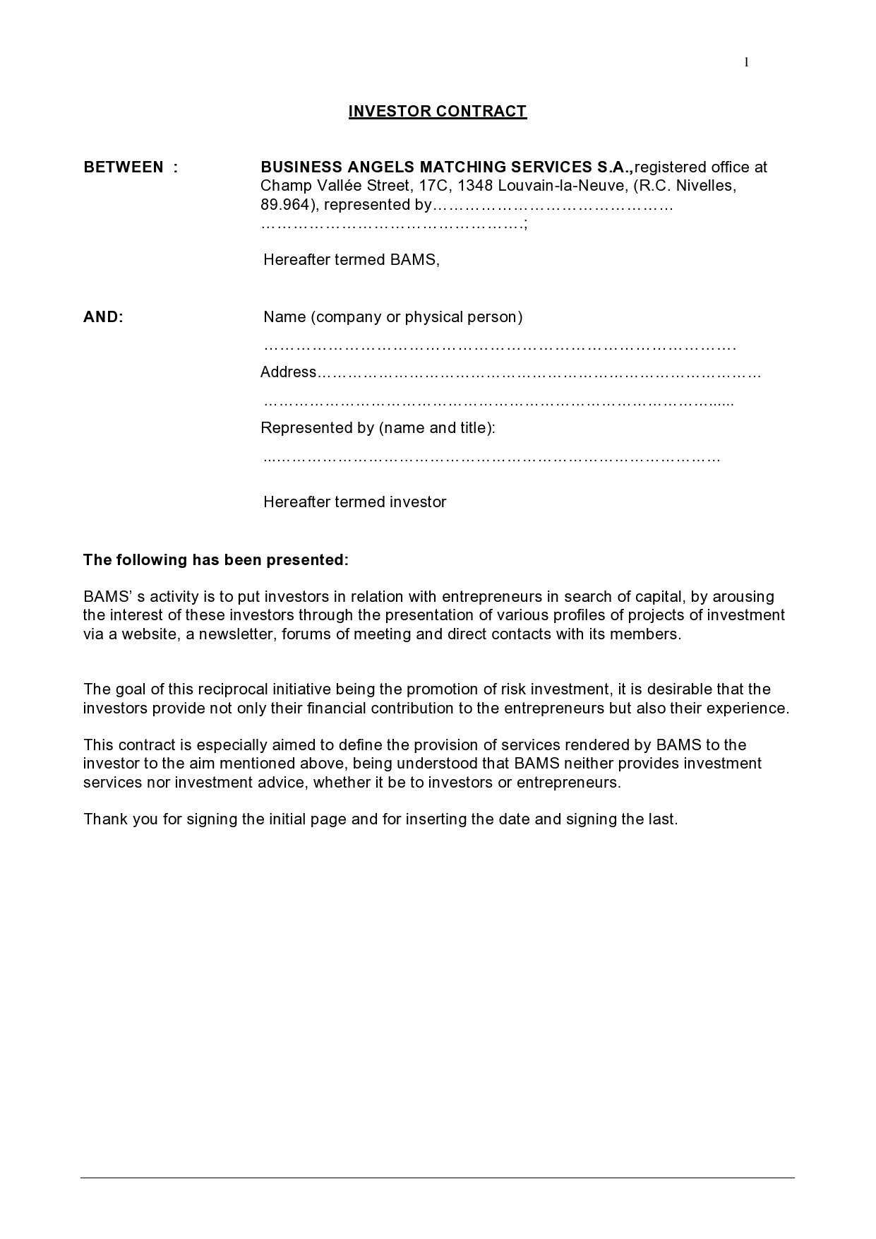 39 Professional Investment Contract Templates Free TemplateLab