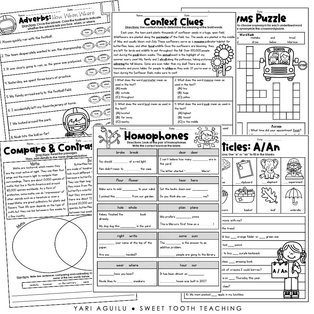 ela worksheets for 3rd graders