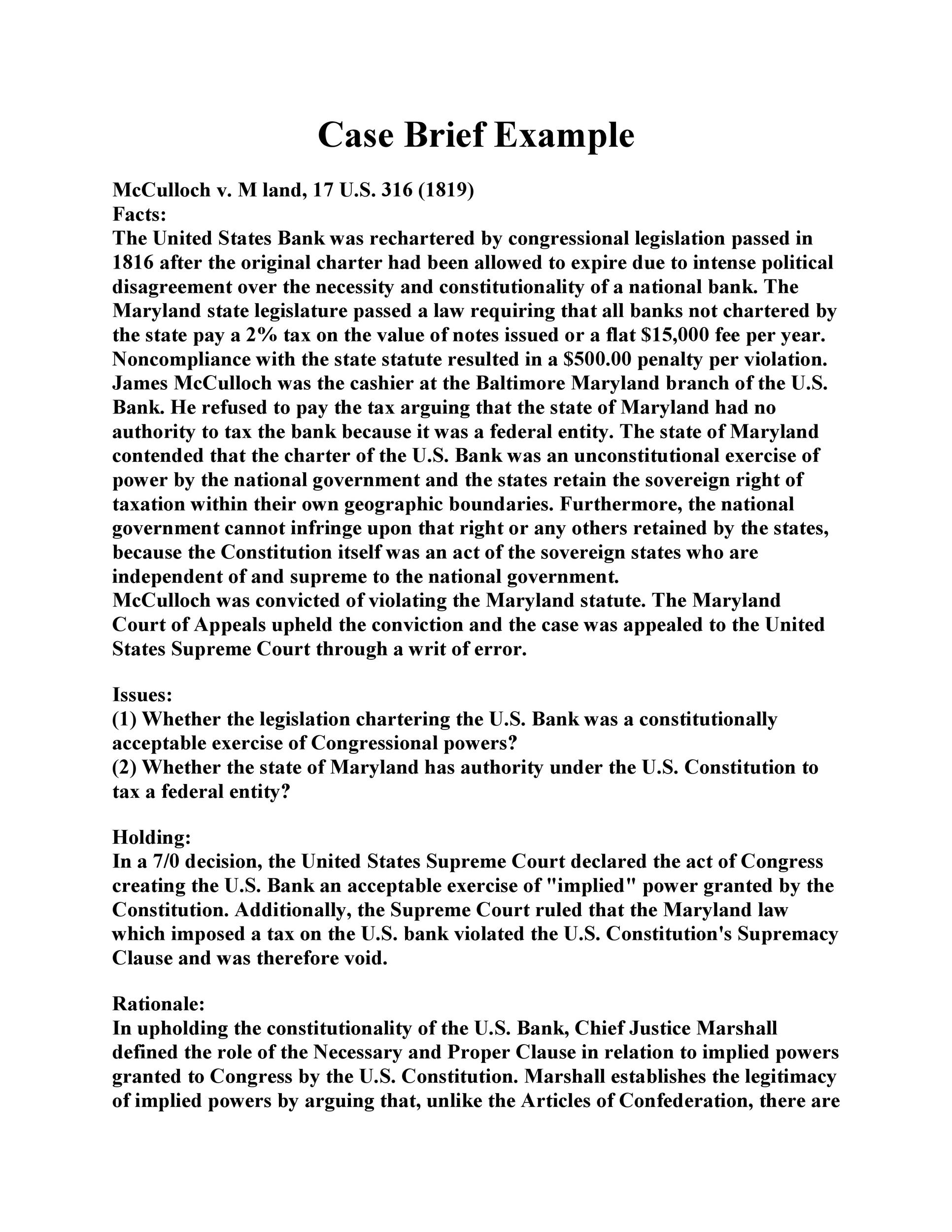 40 Case Brief Examples Templates TemplateLab