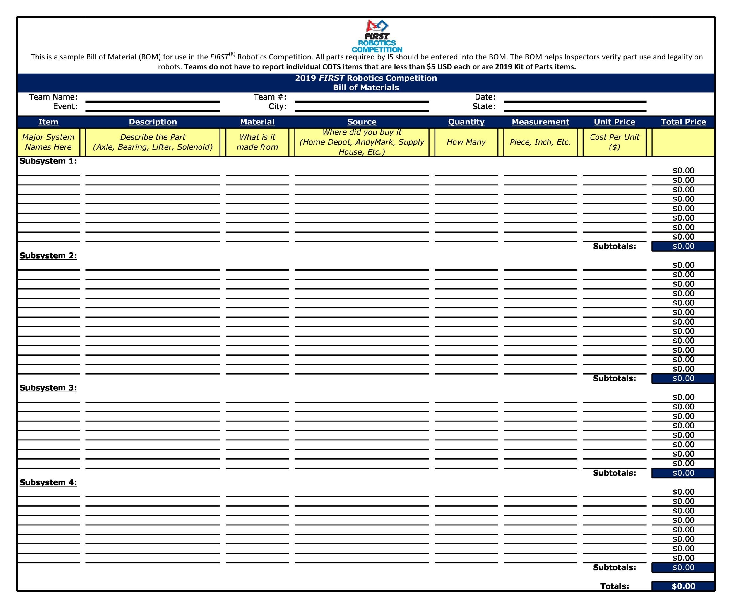 48 FREE Bill Of Material Templates Excel Word TemplateLab 48 FREE Bill Of Material Templates Excel Word TemplateLab