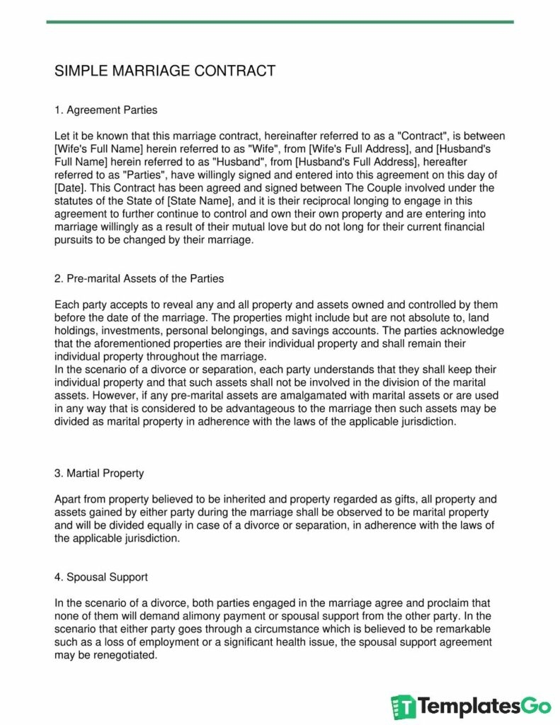 marriage contract template marriage contract template