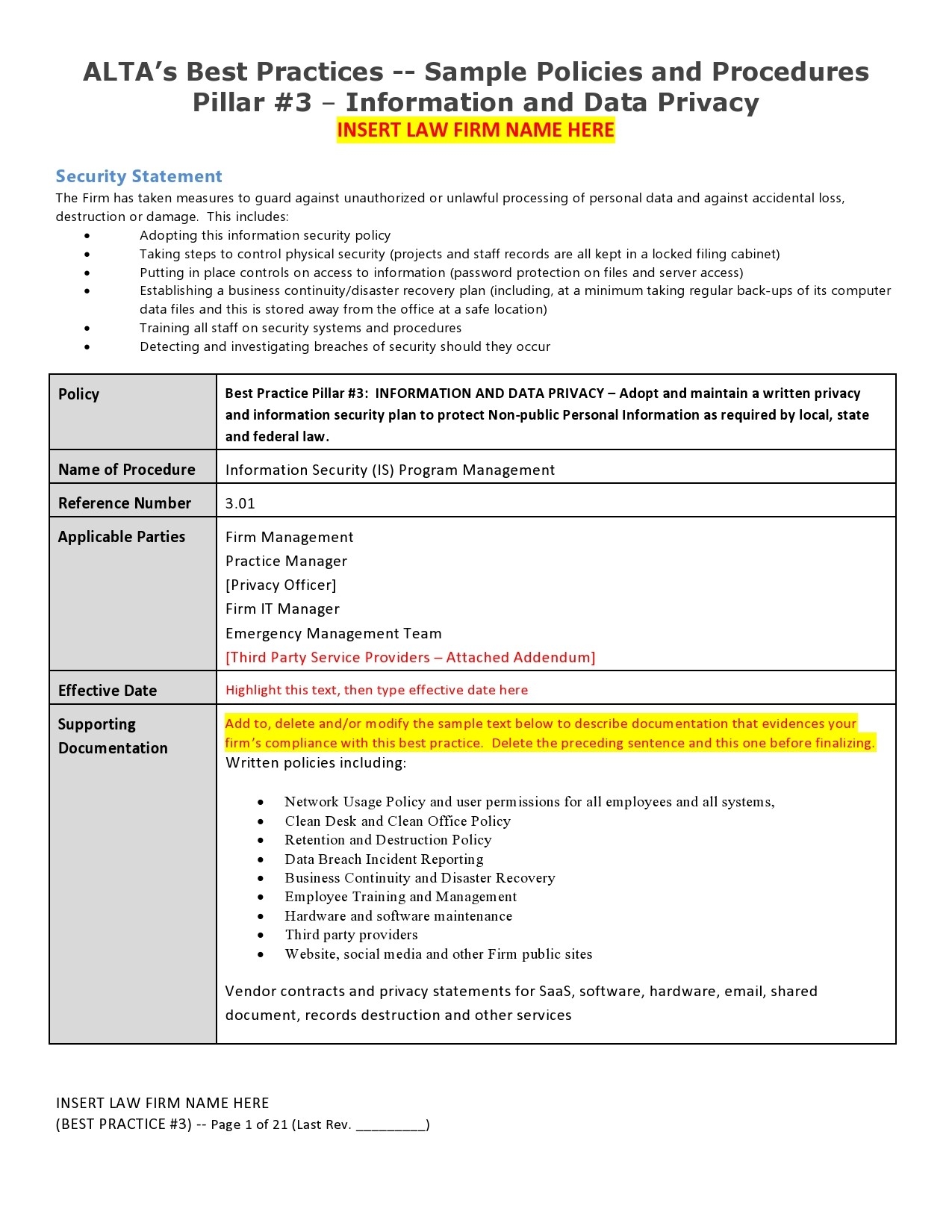 50 Free Policy And Procedure Templates Manuals TemplateLab