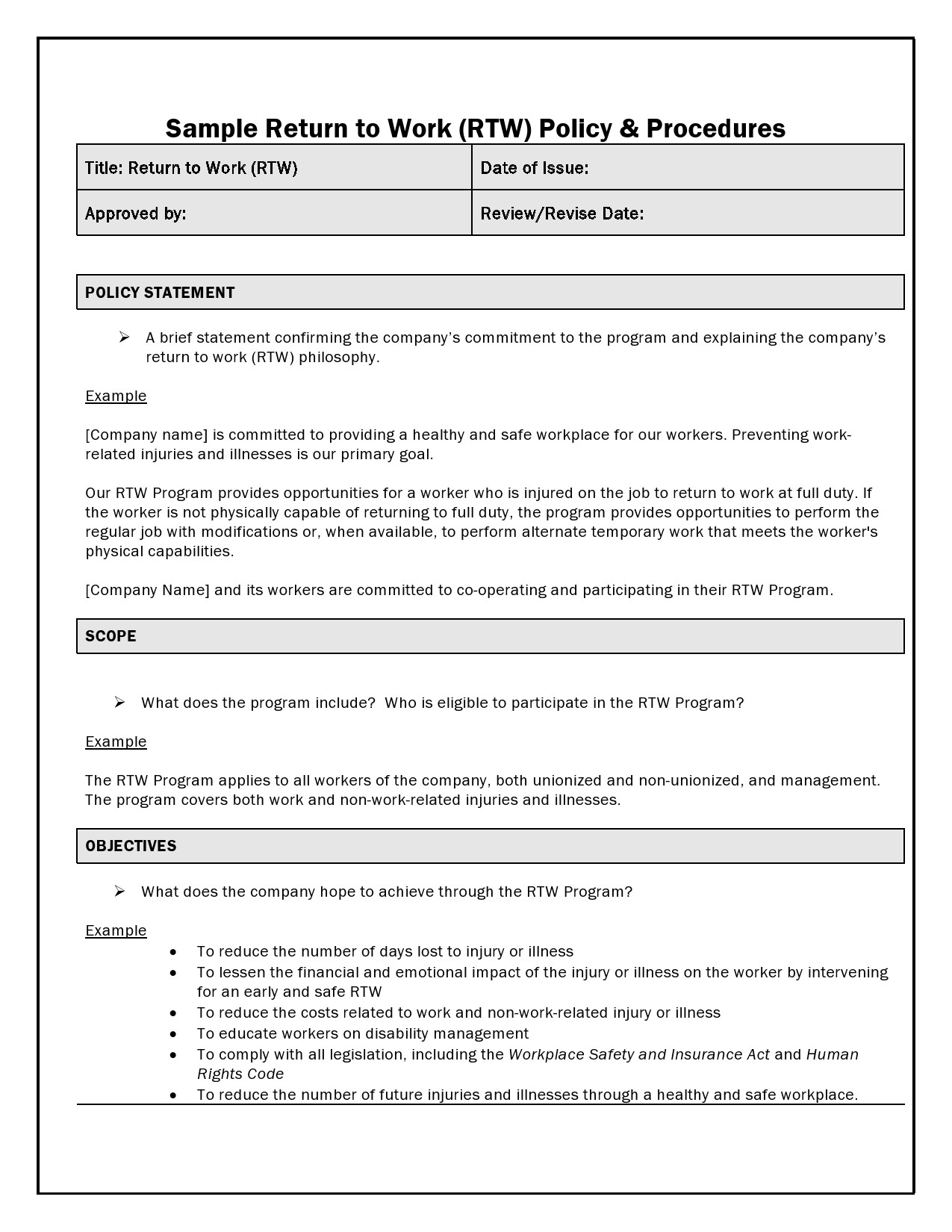 policies and procedures template word