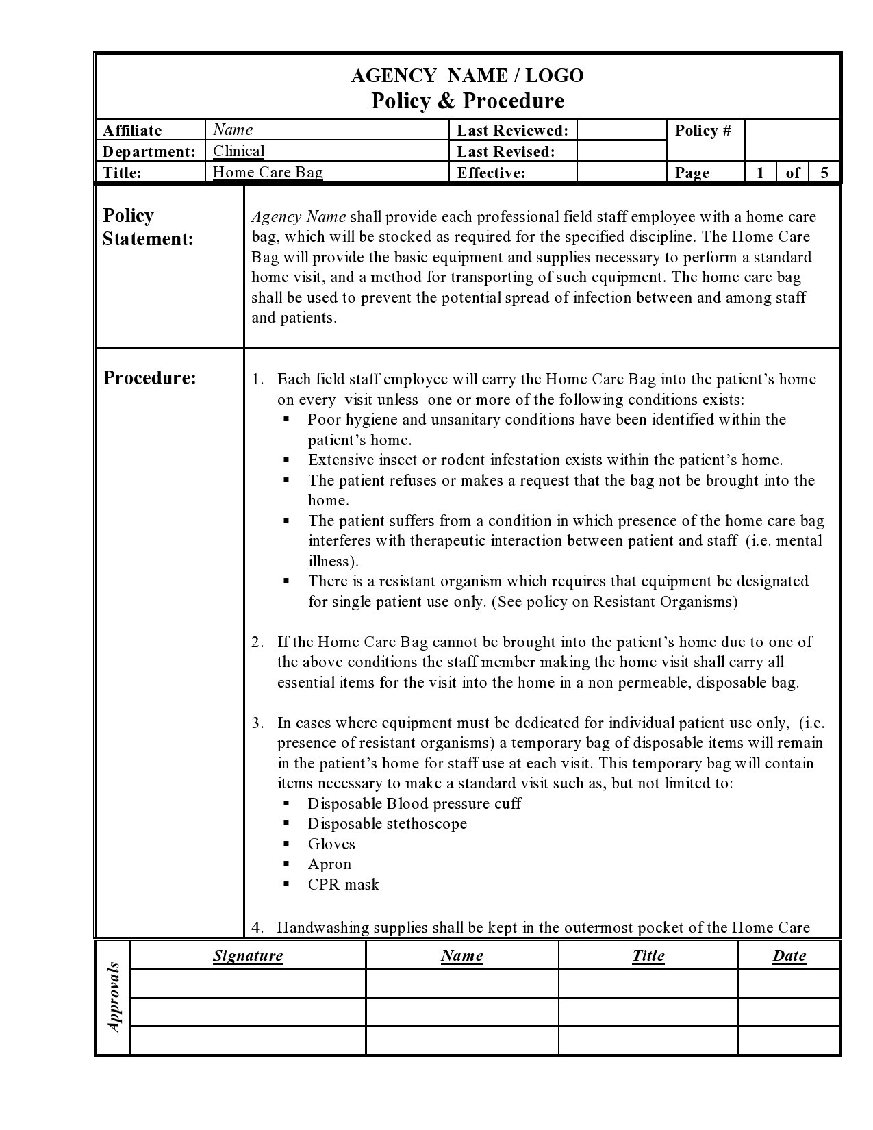 policy procedure template policy procedure template