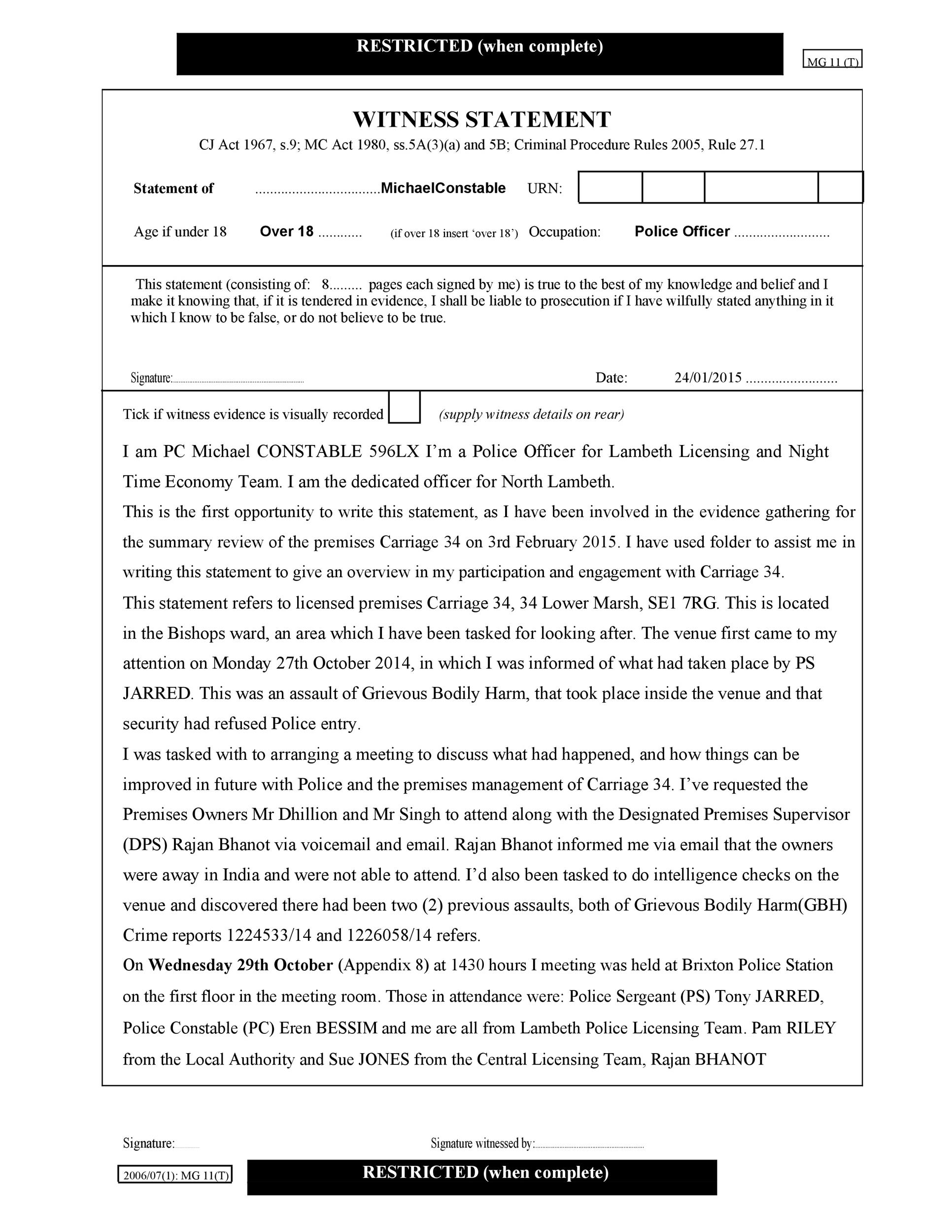 50 Professional Witness Statement Forms Templates TemplateLab