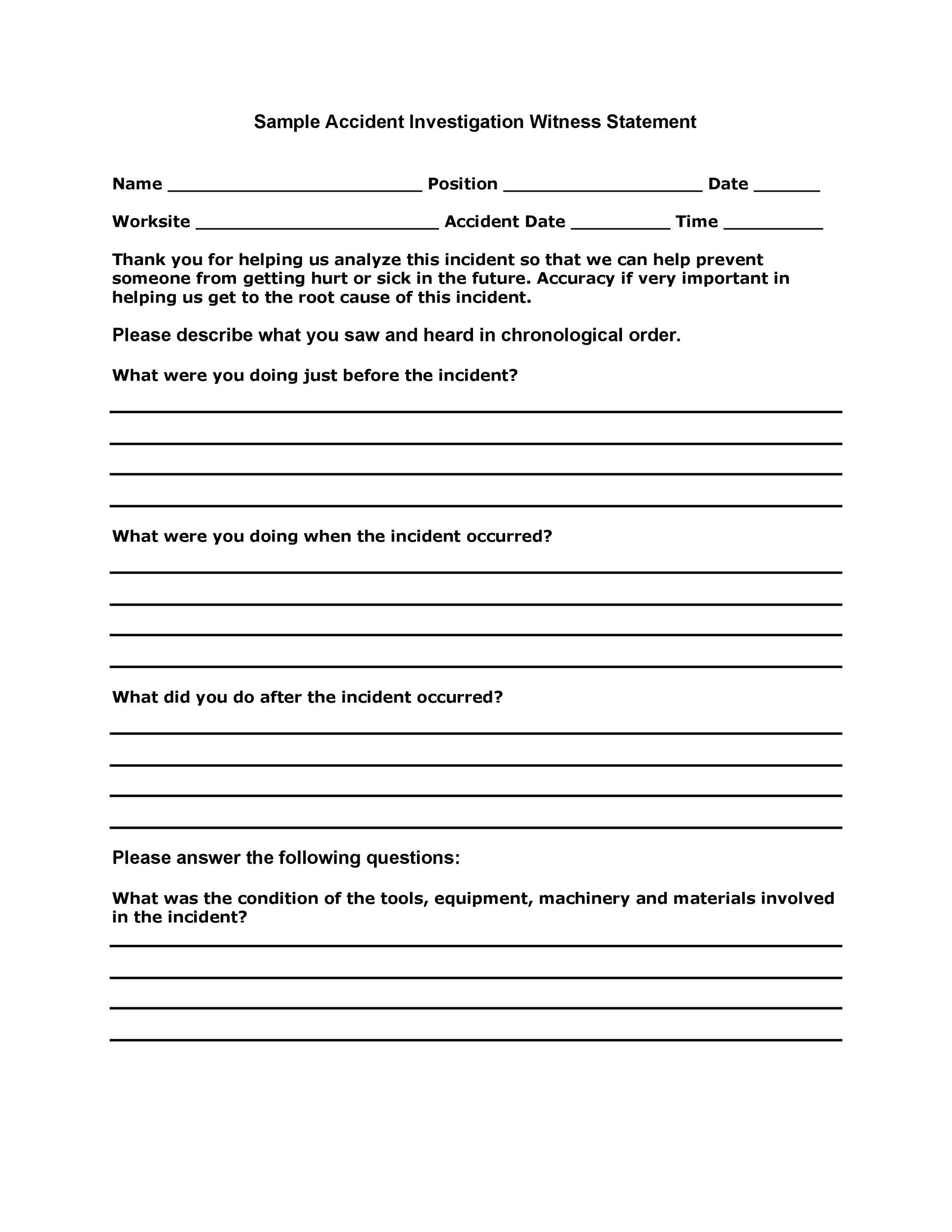 50 Professional Witness Statement Forms Templates TemplateLab