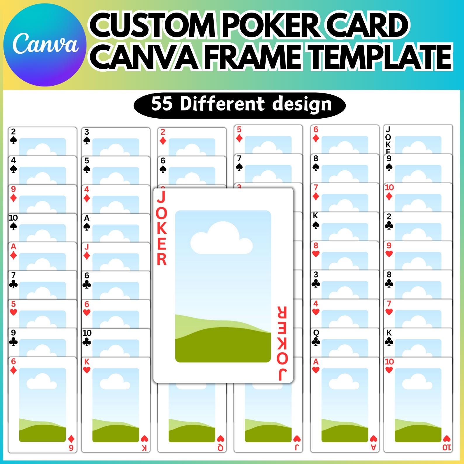 55 Poker Card Canva Editable Template Card Sublimation Designs Play Card Canva Template Editable Trading Card Blank Playing Card Etsy