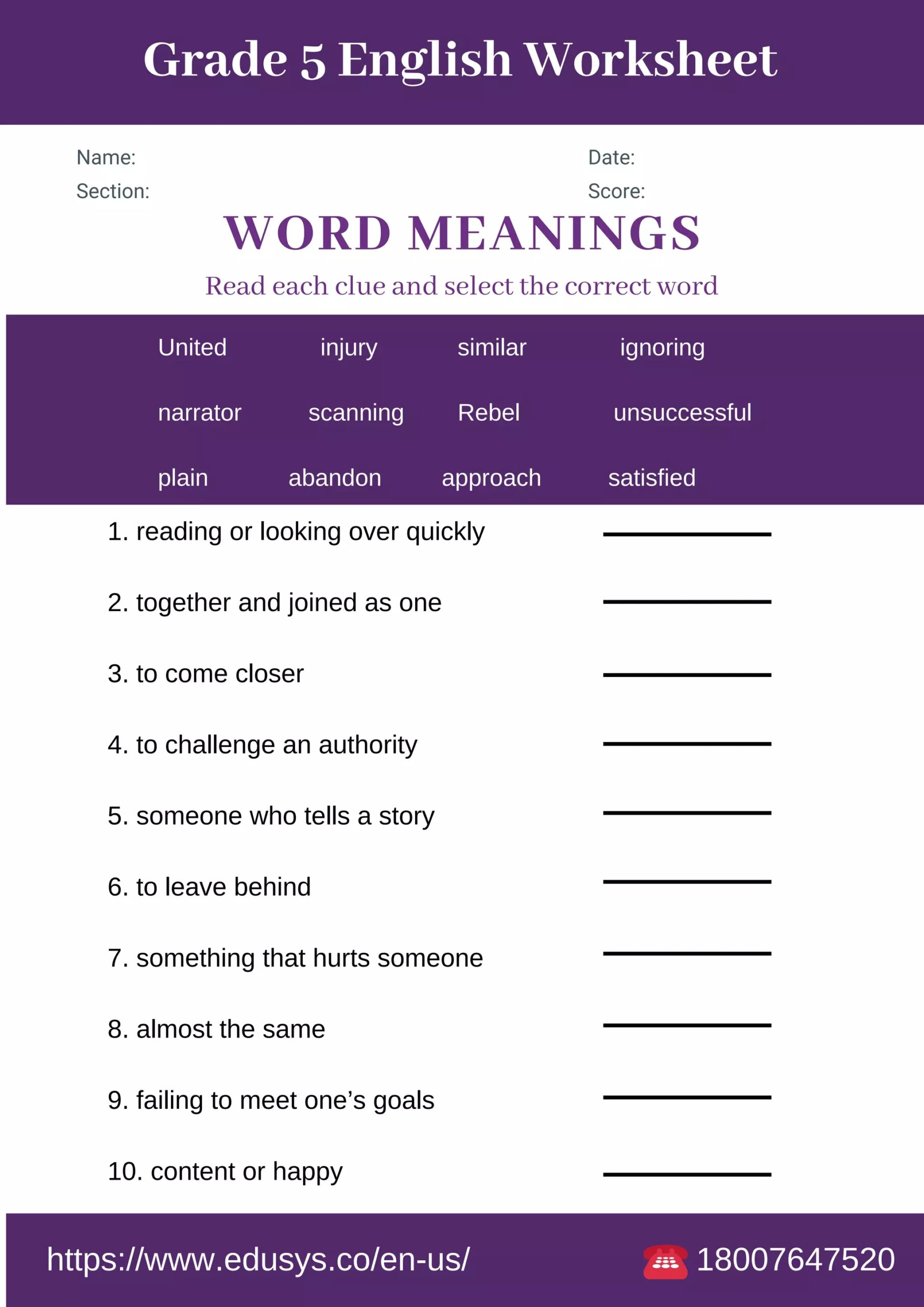 english worksheets for 5th graders