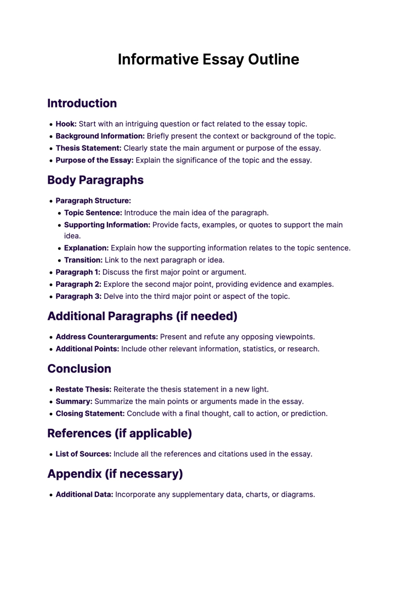 6 Informative Essay Outline Examples To Download 6 Informative Essay Outline Examples To Download