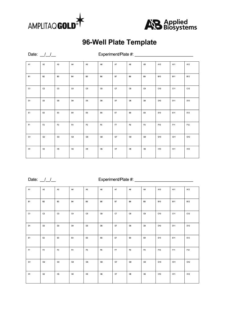 96 Well Plate Template Fill Online Printable Fillable Within 384 Well Plate Template Best Professional Template