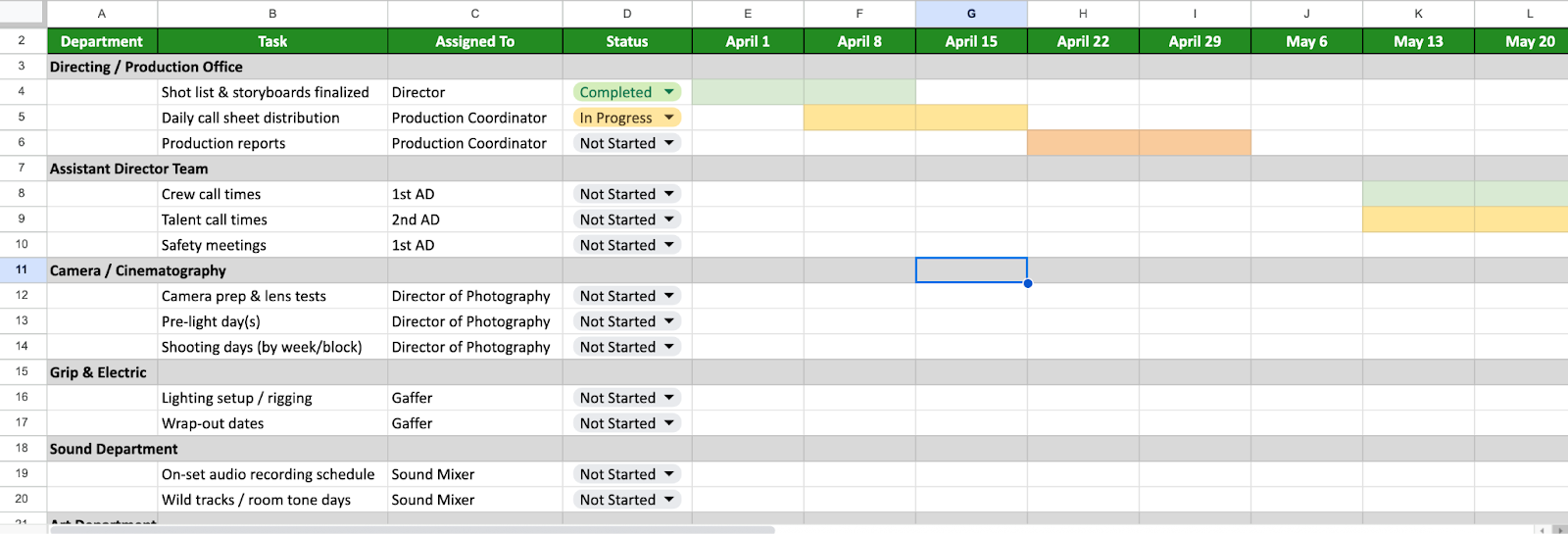 A Simple Film Production Schedule Template Free Download Evercast Blog