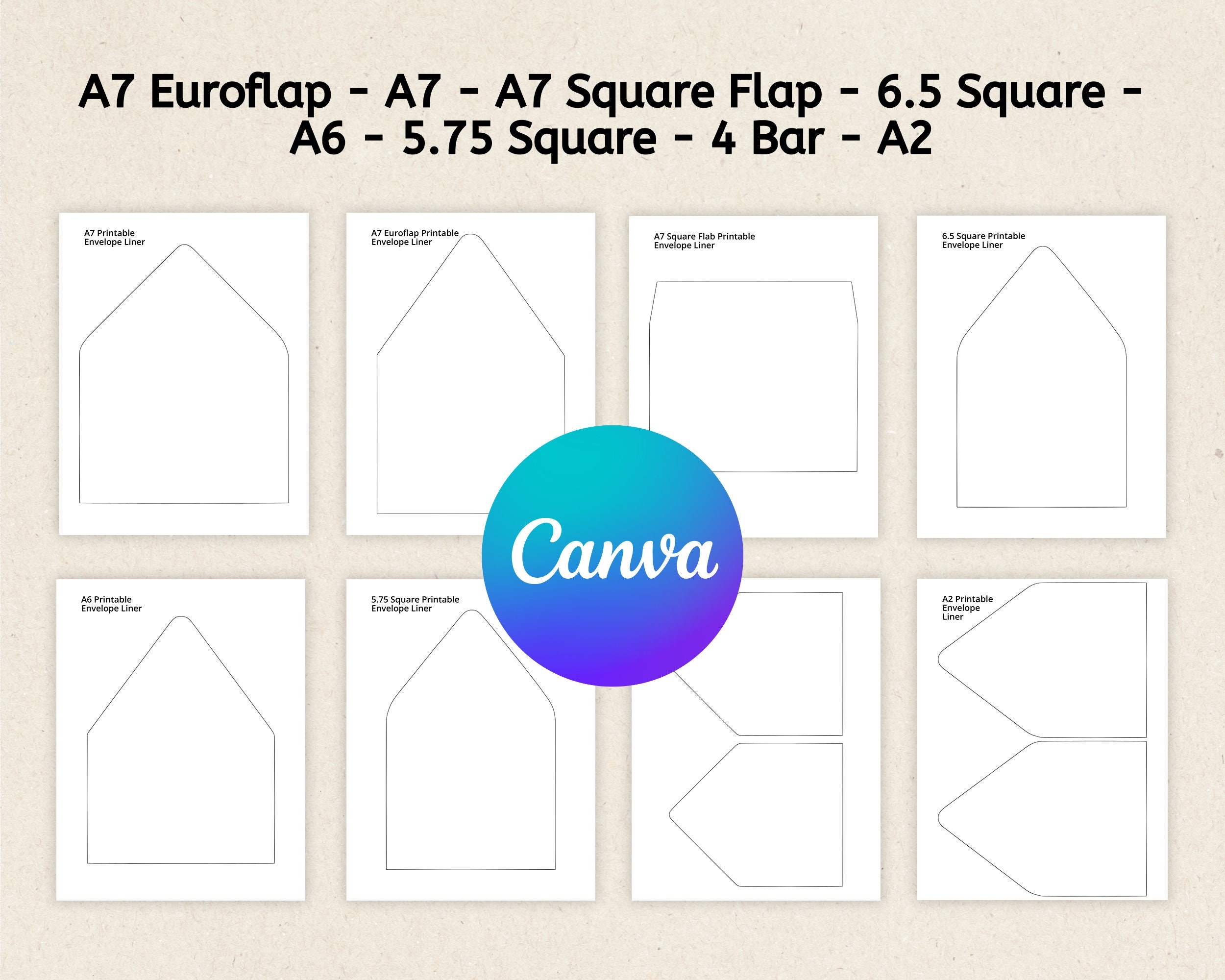 A7 Envelope Liner Template Envelope Liner A7 Square Flap Euroflap For 5 X 7 Envelope Liner 6 5 Square A6 5 75 Square 4 Bar A2 Etsy