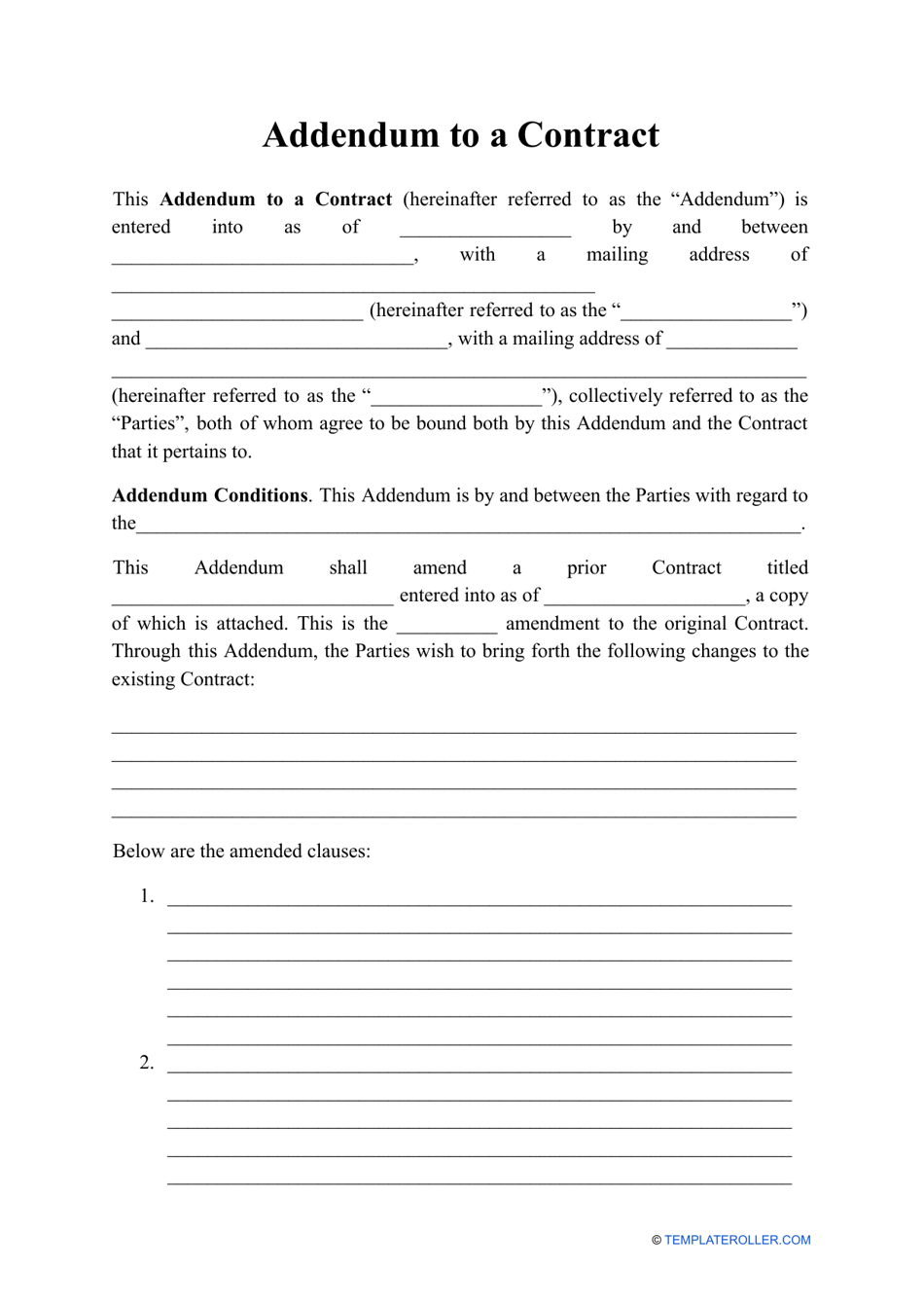Addendum To A Contract Fill Out Sign Online And Download PDF Templateroller Addendum To A Contract Fill Out Sign Online And Download PDF Templateroller