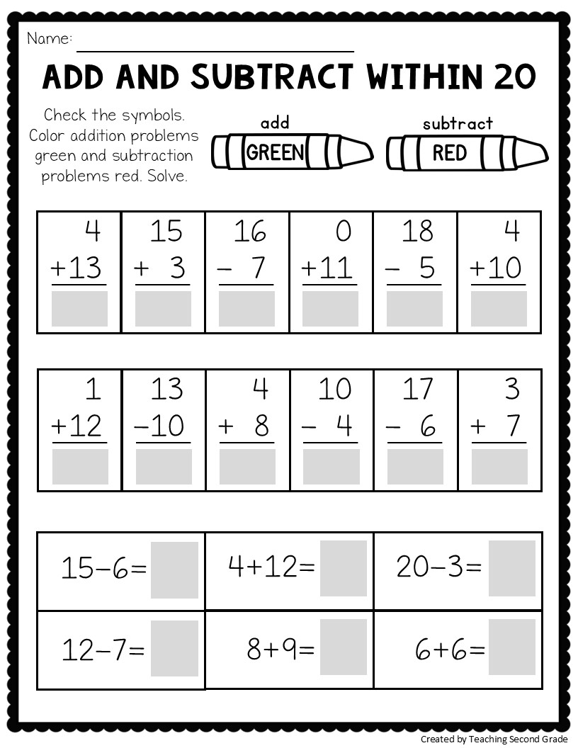 Addition And Subtraction Facts To 20 Worksheets Math Worksheets 1st 2nd Grade Teaching Ideas Made Easy Addition And Subtraction Facts To 20 Worksheets Math Worksheets 1st 2nd Grade Teaching Ideas Made Easy
