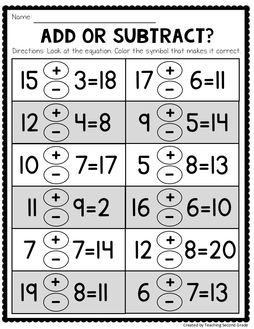 Addition And Subtraction Facts To 20 Worksheets Math Worksheets 1st 2nd Grade Teaching Ideas Made Easy