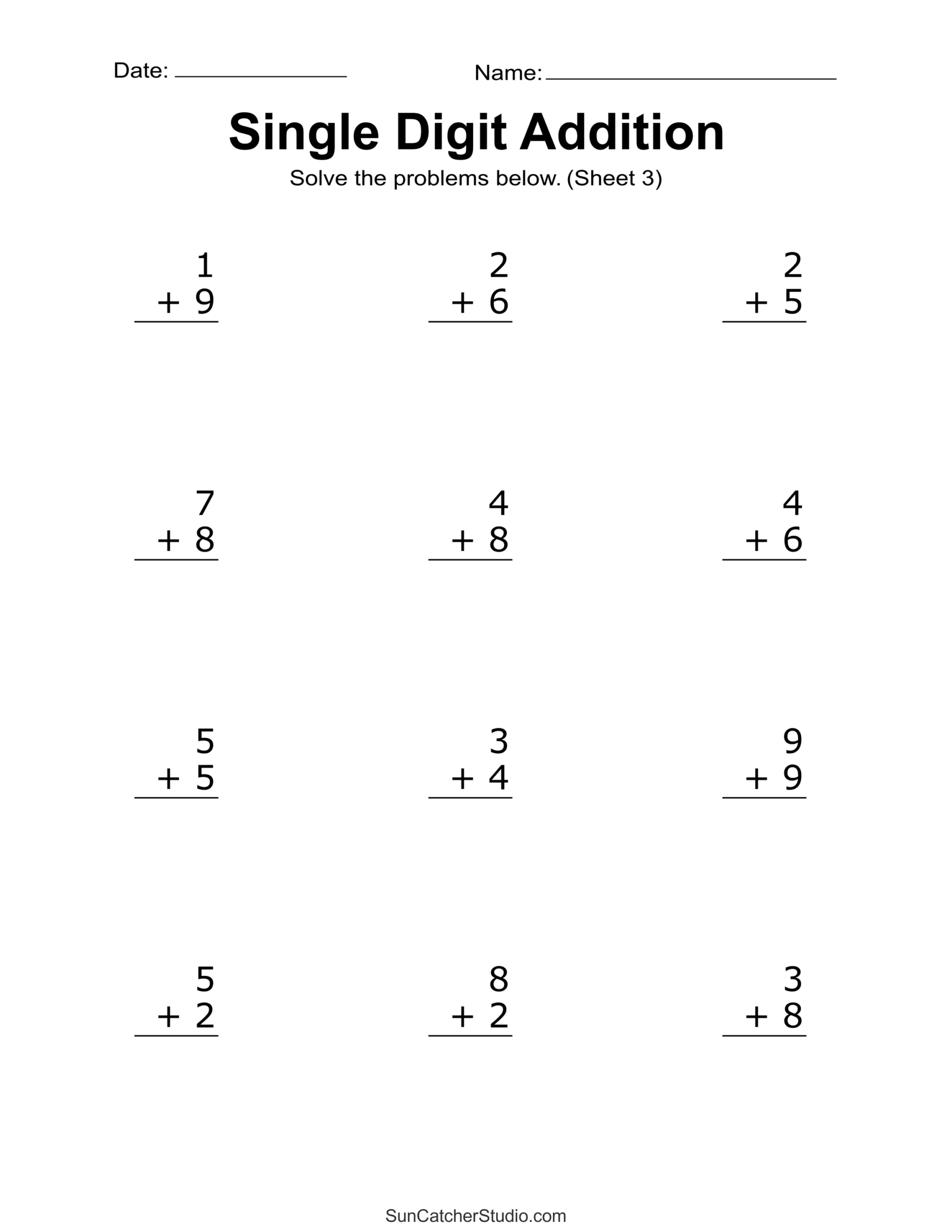 simple addition worksheets for kindergarten